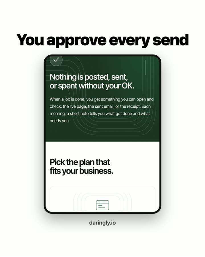 Example Daringly ad showing the real product screen